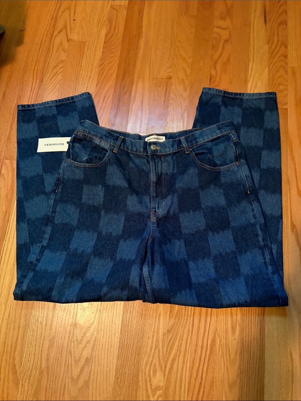 Marimekko Maridenim Vaihe Jäkälä denim barrel leg jeans (33/30) NWT - Picture 3 of 7